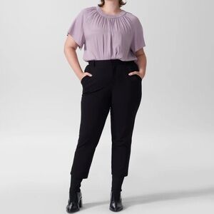 NWT Universal Standard Short Sleeve Shirred Neck Blouse Elderberry Womens Sz 3XL